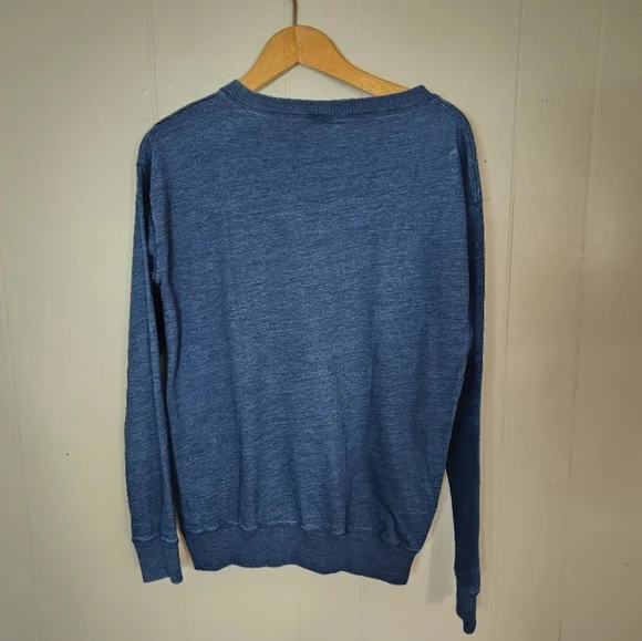 Celtic & Co blue crewneck sweatshirt garment dyed pockets S - Picture 4 of 11
